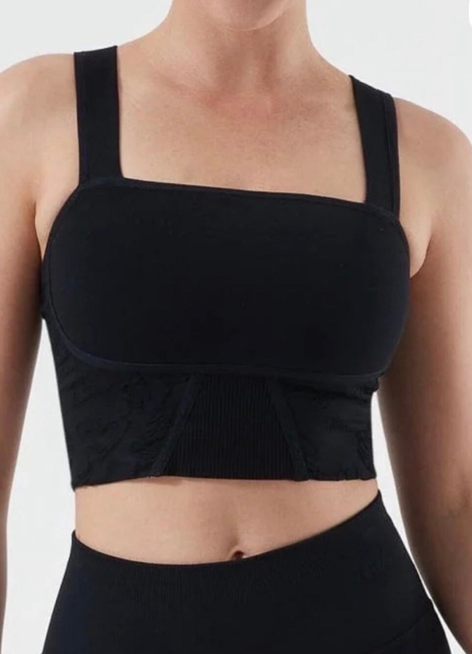 NUX Black Crop Top with Wide Straps ~ Sz Medium Bustier NEW
